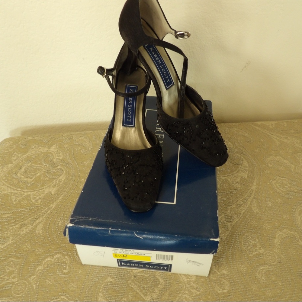 Karen Scott Black Beaded Heels